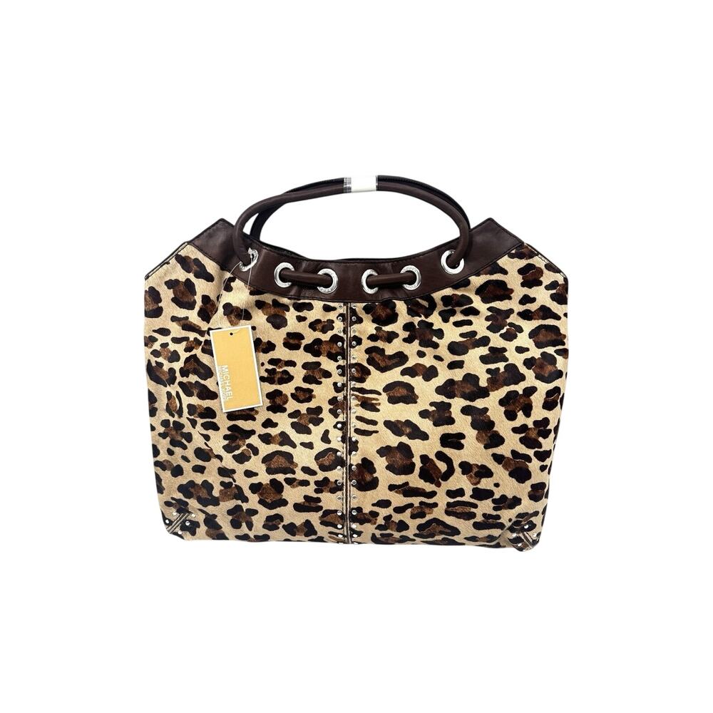Michael Kors Cheetah Astor Tote Purse Genuine Calf Hair Leather Trim NWT $698